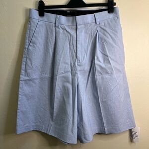 Men's Light Blue Pleated over sized Bermuda Shorts linen blend size 34